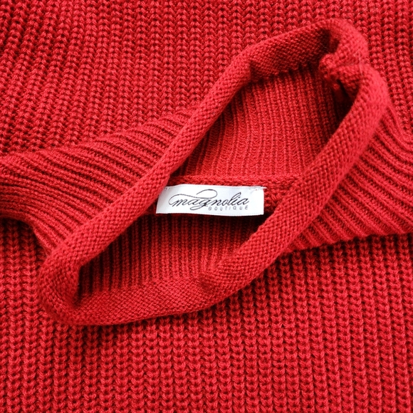 Magnolia Boutique Winter Wonderland Red Mock Neck Sweater size M NWOT - Picture 7 of 9
